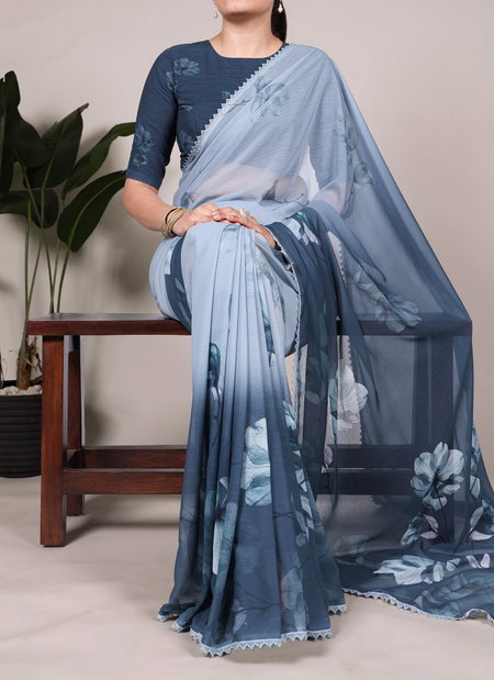 YNF7038 Weightless Marbal Floral Printed With Lace Border Saree Wholesale In India